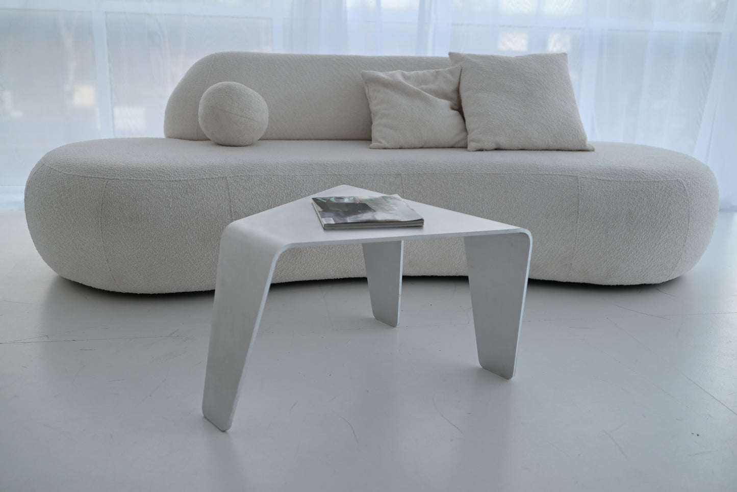 Brushed Aluminum Side Table — Sculptural Aluminum Table