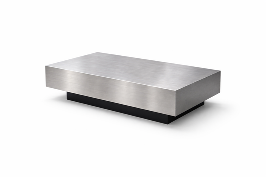 Floating Coffee Table in Brushed Aluminum – Minimalist Sculptural Design | Handmade by VELIENTO