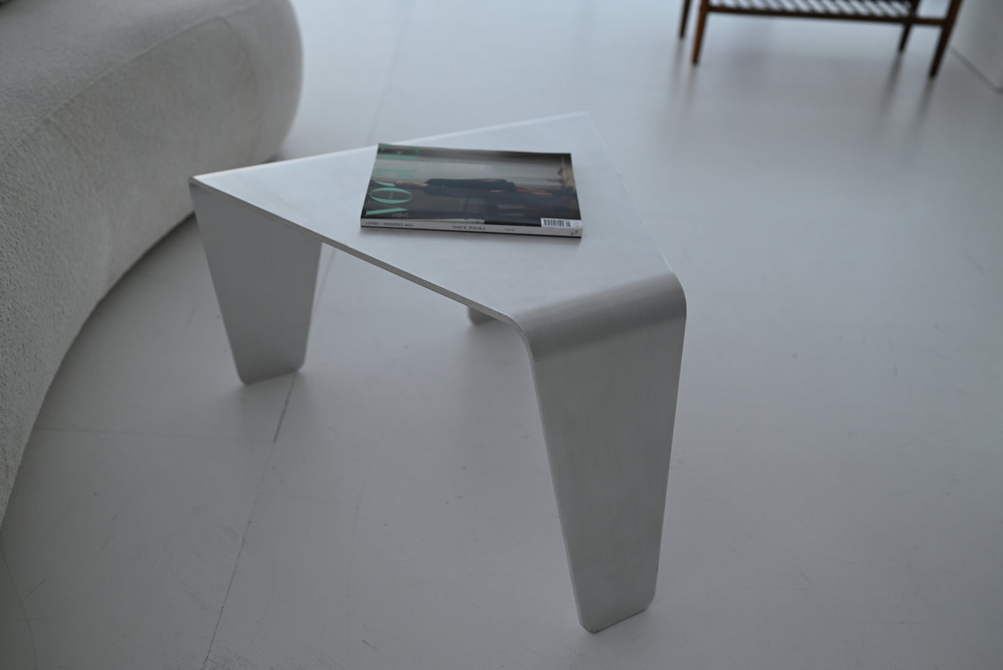 Brushed Aluminum Side Table — Sculptural Aluminum Table