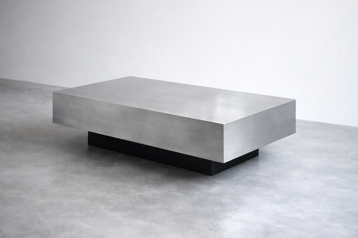 Floating Coffee Table in Brushed Aluminum – Minimalist Sculptural Design | Handmade by VELIENTO