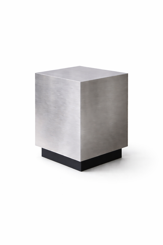 Floating Side Table in Brushed Aluminum – Minimalist Nightstand | Sculptural Design by VELIENTO