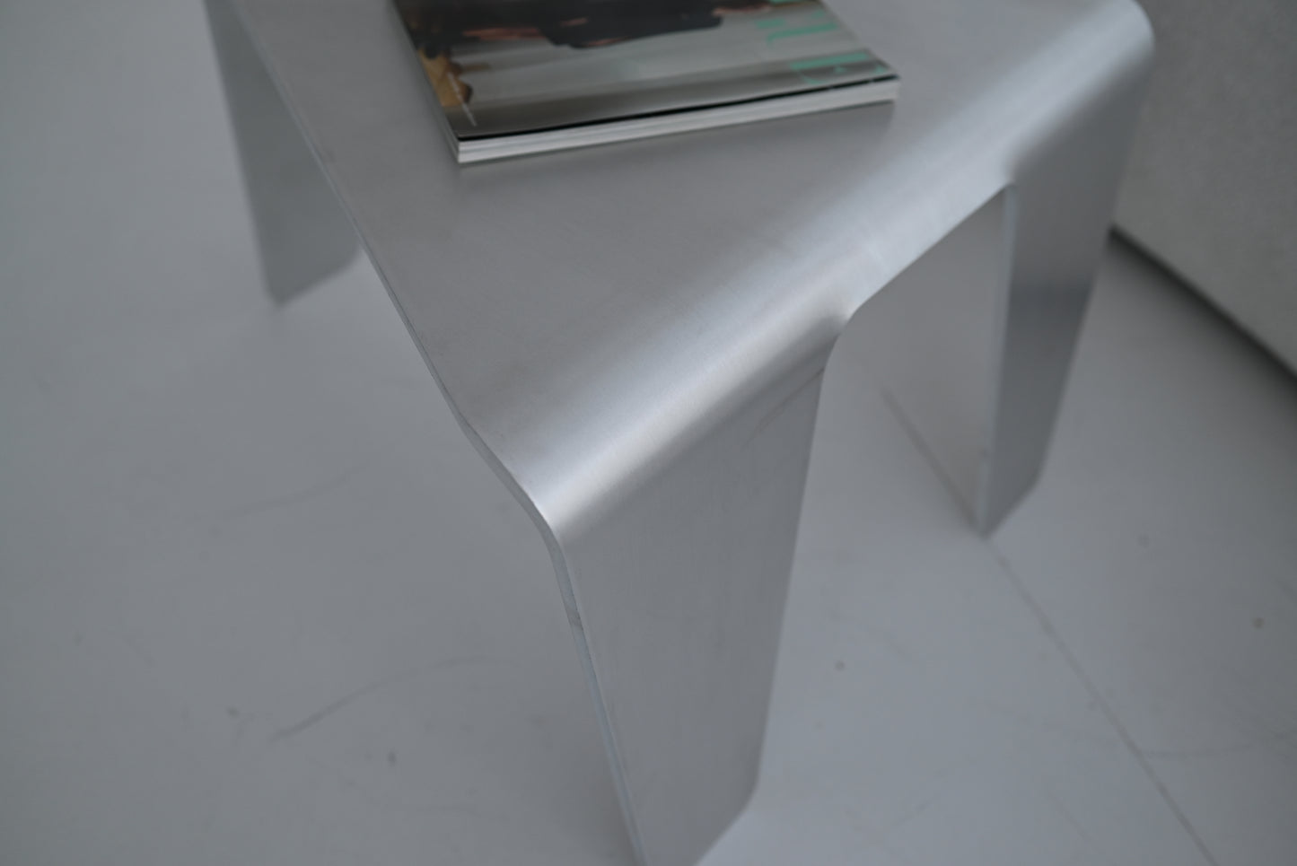 Brushed Aluminum Side Table — Sculptural Aluminum Table