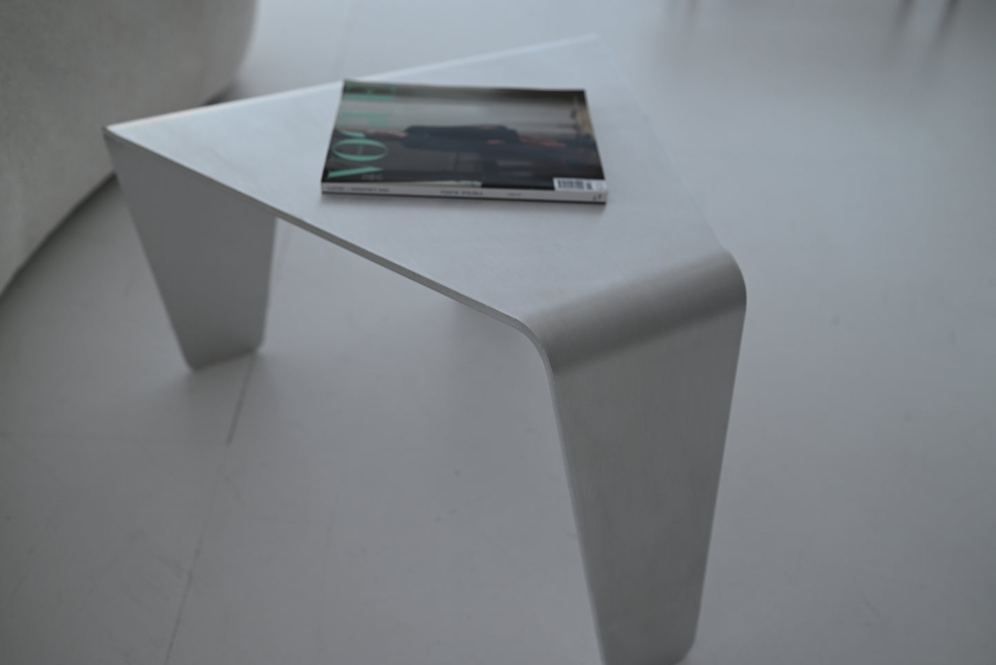 Brushed Aluminum Side Table — Sculptural Aluminum Table
