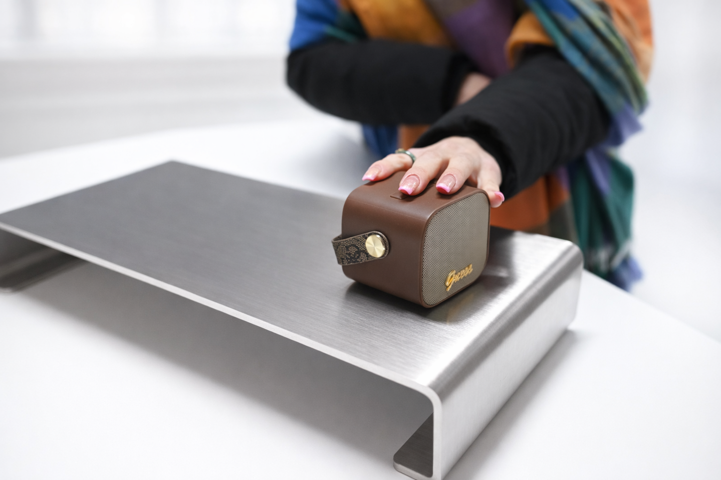 Stainless Steel Monitor Stand, Handmade Modern Desk Accessory