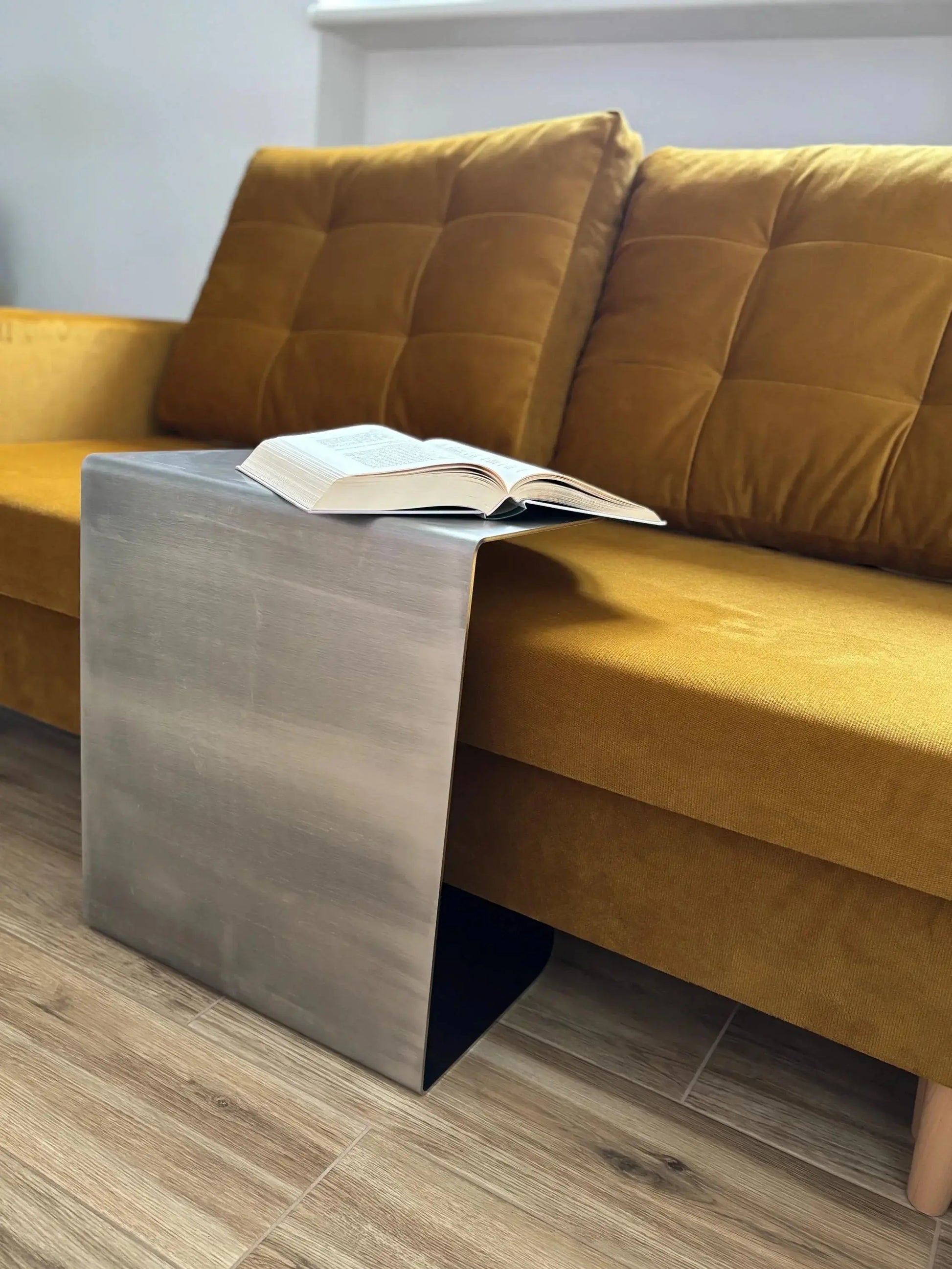VELIENTO Stainless Steel C-Shaped Side Table - Veliento